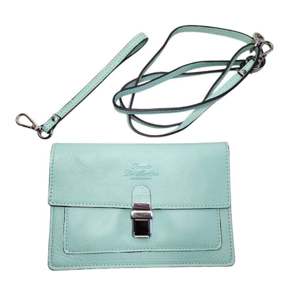 Sorrento De Martino Women Handbags Mint Green Italian Leather Crossbody Wristlet